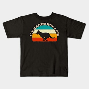 Life Is Better With A German Shepherd Vintage Kids T-Shirt